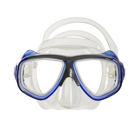 IST M80 2 Lens Snorkel Diving Mask with RX Prescription Lenses, Low Profile & Hypoallergenic Silicone - 4 Color Options (Clear Blue, Nearsighted,