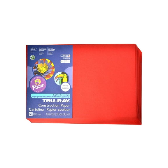 Sulphite Construction Paper holiday red, 12 in. x 18 in., 50 sheets (pack of 6)
