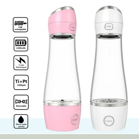 AUGIENB 280ML Hydrogen Rich Water Bottle Alkaline Water Bottle Energy Generator Maker Ionizer Glass Cup BPA-free USB