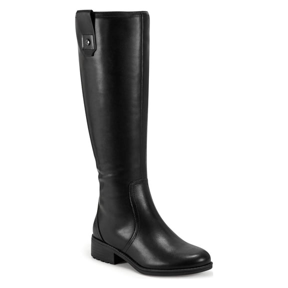 EASY SPIRIT Womens Black Zipper Accent Water Resistant Rhonda Round Toe Block Heel Leather Riding Boot 9.5 W