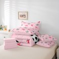 thumbnail image 6 of Manfei Kawaii Bowknot Ribbon 7-Piece Twin Bedding,Soccer Ball Sport Bedding Comforter Set,Pink Reversible, 6 of 7