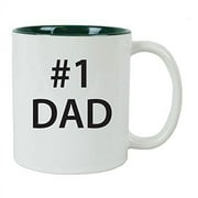 CUSTOMGIFTSNOW #1 Dad 11 oz White Ceramic Coffee Mug (Green) with Gift Box - Great Gift for Father's Day, Birthday, or Christmas Gift for Dad, Grandpa, Grandfather, Papa, Husband