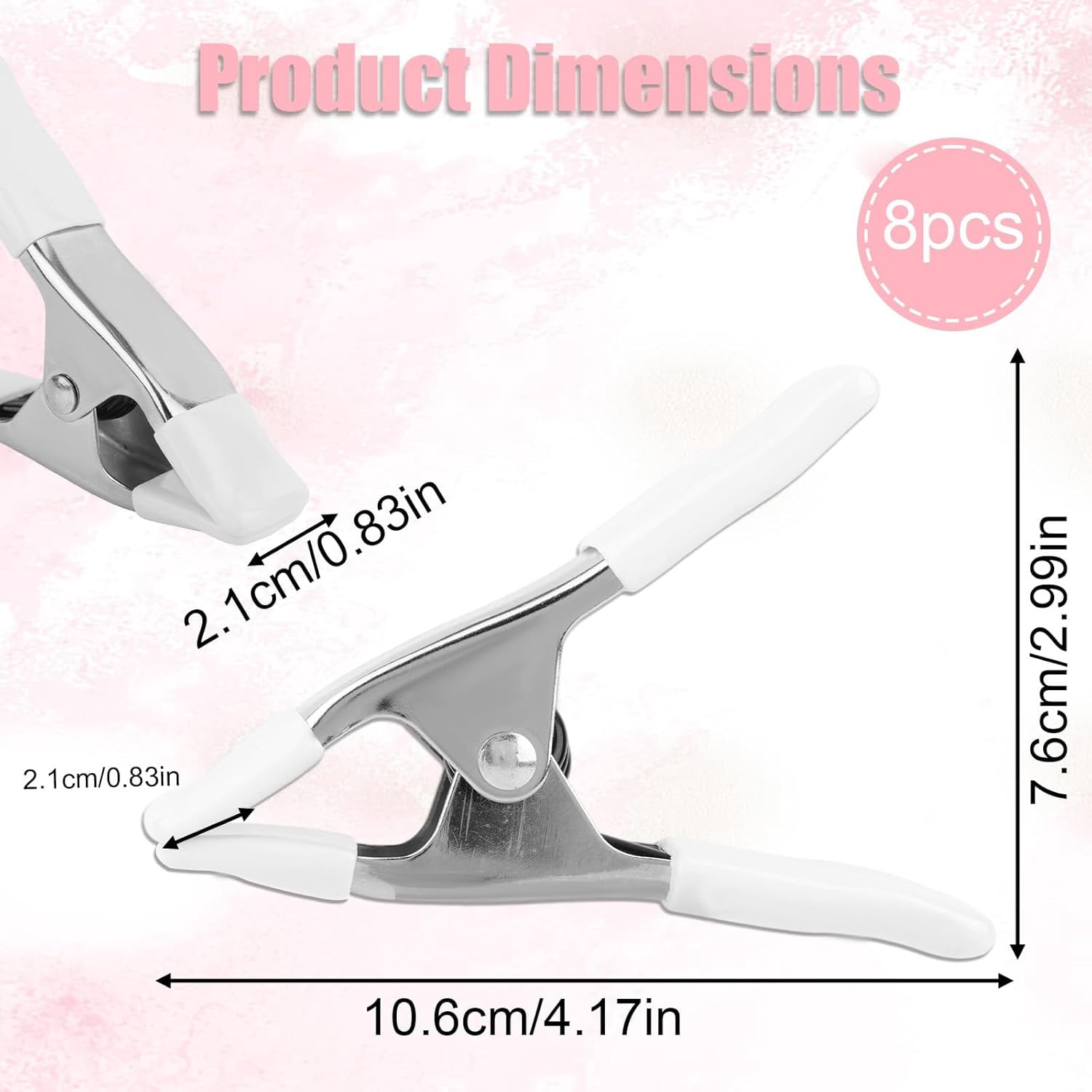 ABPETE 8pcs Dress Clips, 10.6cm/4.17in Durable Dress Tightener Clips Bridal Cinch Clothing Fixed Clamps for Seamstress Mannequin Salespeople Fashion Designers & Photographers