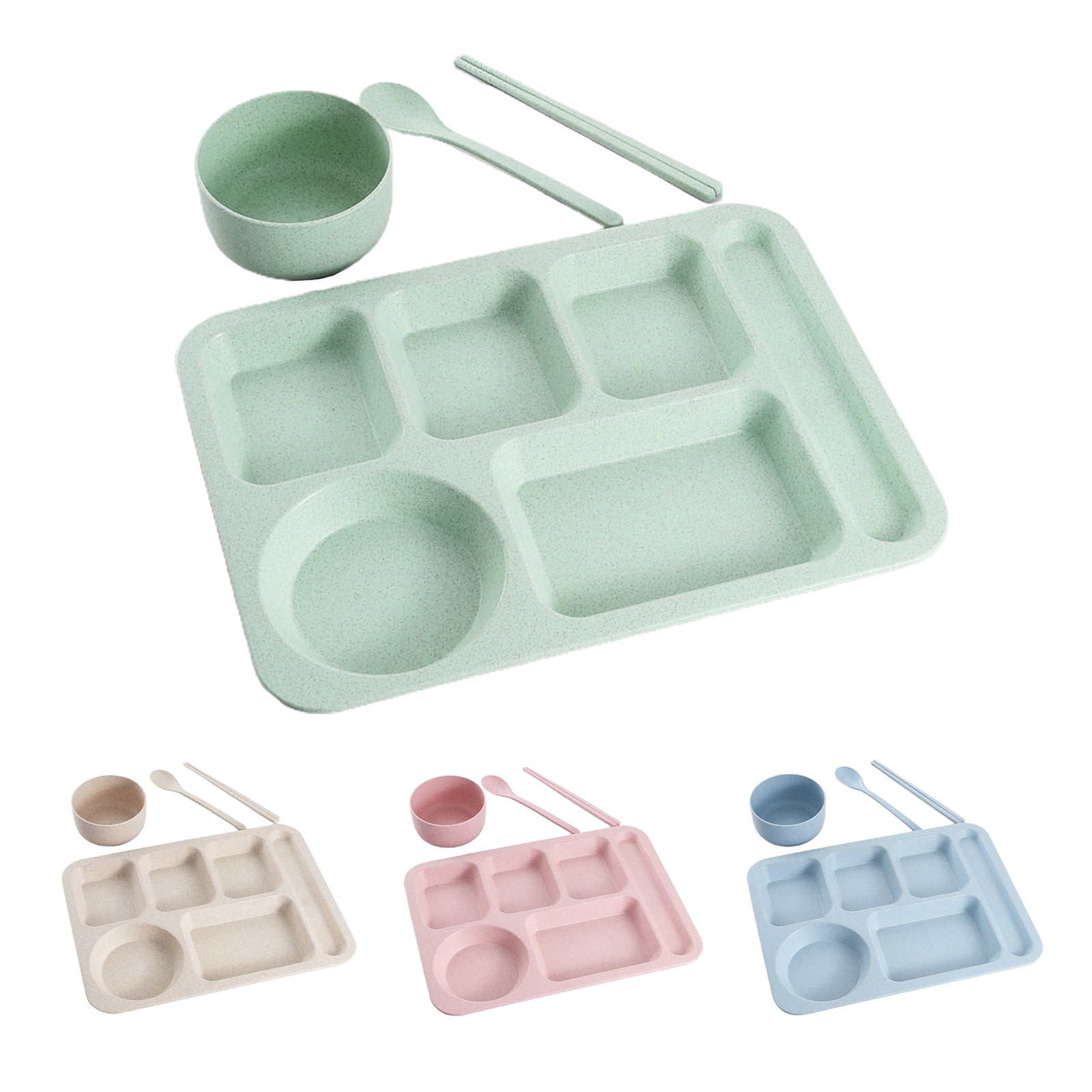 1PC Unbreakable Divided Plates, 3-Compartment Wheat Straw Tray Lunch Trays  Section Plates for Toddlers kids Children Adults, Microwave Dishwasher Safe