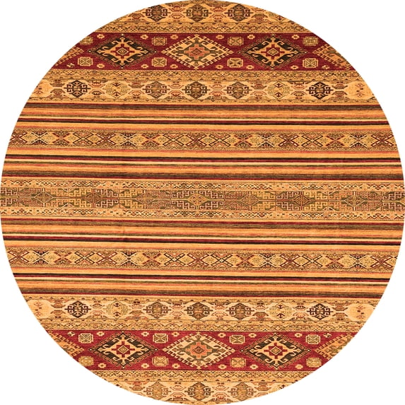 Ahgly Company Indoor Round Abstract Orange Modern Area Rugs, 8' Round