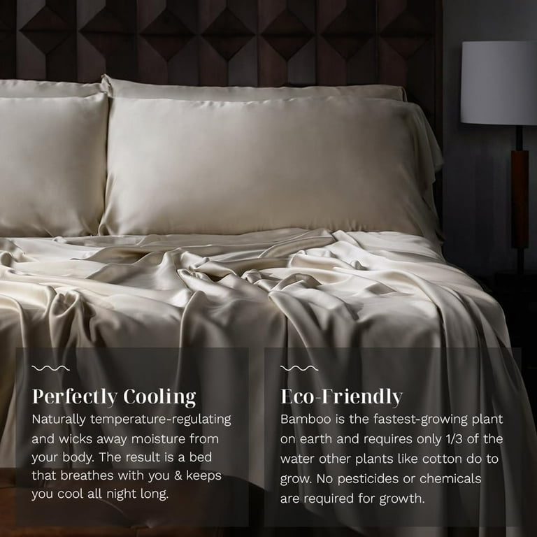 LUXOME Luxury Sheet Set 100 Rayon Viscose from Bamboo King Size Stone Deep Pockets 4 Piece Set Fitted Flat 2 Pillowcases Walmart