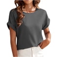 thumbnail image 2 of Itsame Short Shirt Sleeved Tops for Womens New Round Neck T-Shirt Blouses Gray Size 2XL, 2 of 5