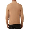 thumbnail image 5 of Kallspin Men's Mock Neck Sweater Wool Blend Midweight Quarter-Button Long Sleeve Knit Pullover(Coffee,Medium), 5 of 6