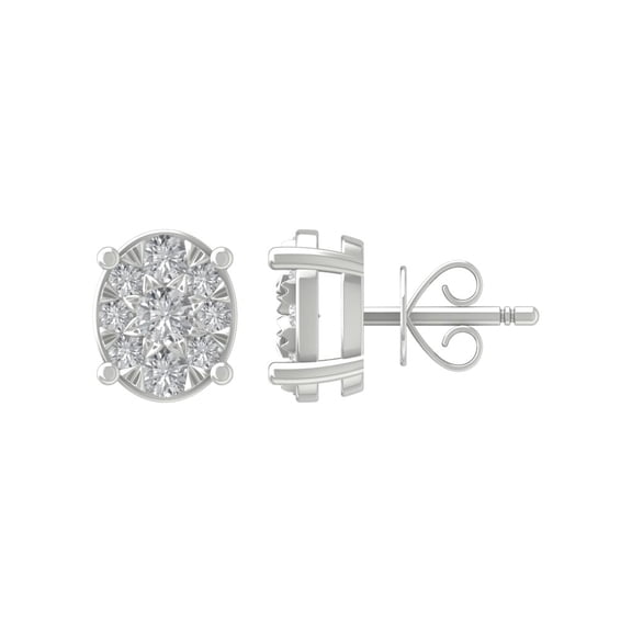 ARAIYA 14K White Gold Round Diamond Stud Earrings (1/8 cttw, I2-I3 Clarity, I-J Color)