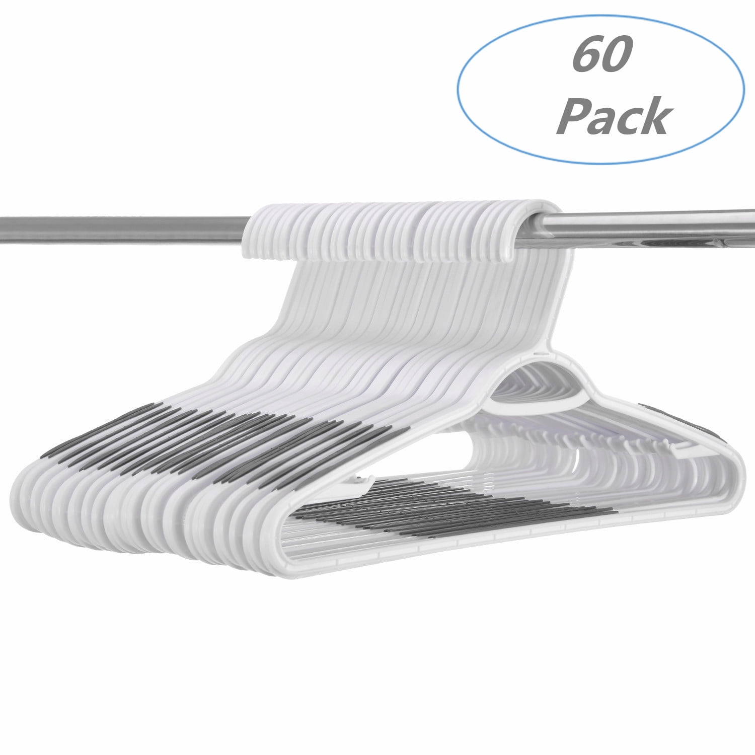 The Hanger Store™ Strong Heavy Duty Plastic Adult Coat Hangers with Trouser Bar 
