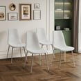 thumbnail image 5 of 5-Piece Dining Table Set, 63" Rectangular Clear Tempered Glass Table with Unique Stainless Steel Base, 4 Velvet Upholstered Chairs, Dining Table Set for Kitchen, Office, 5 of 9