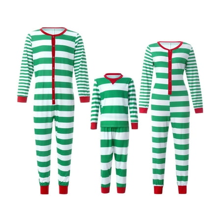 

Christmas Family Matching Pajamas Women Cotton Stripe Jammies Men Clothes Sleepwear Long Sleeve Pjs