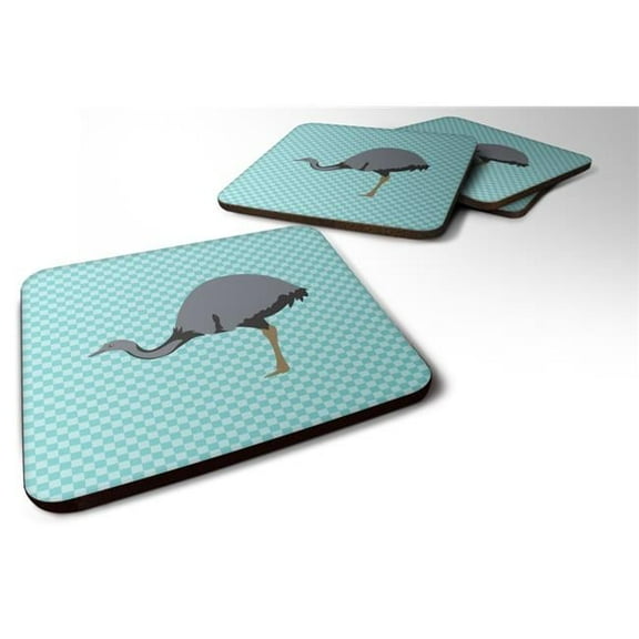 Rhea Blue Check Foam Coaster, Set of 4
