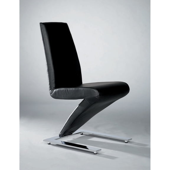 High Back "Z" Dining Chair with dark brown PU seat Set of 2