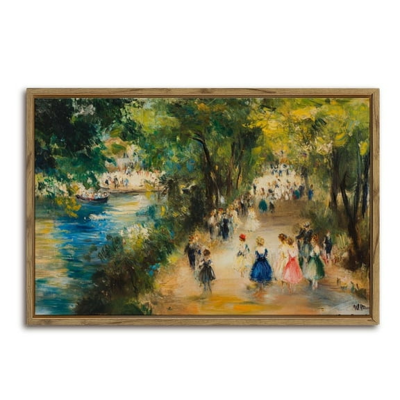 Impressionist River Scene Horizontal Canvas Wall Art with Lightweight Foam Frame - Durable and Ready to Hang, Modern Decorative Print for Living Room, Bedroom, Or Office