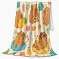 thumbnail image 2 of Playful Tropical Capybara Summer Activities, Playful Coastal Landscape Scene, Warm Flannel Blanket for Beach House and Living Room, Beach Lovers Housewarming Gift, Coastal Home Decor, 2 of 9