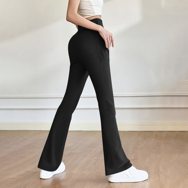 MKLEKYY Leggings para mujer Pantalones de yoga ajustados de cintura alta con realce de color melocotón y tela para mujer
