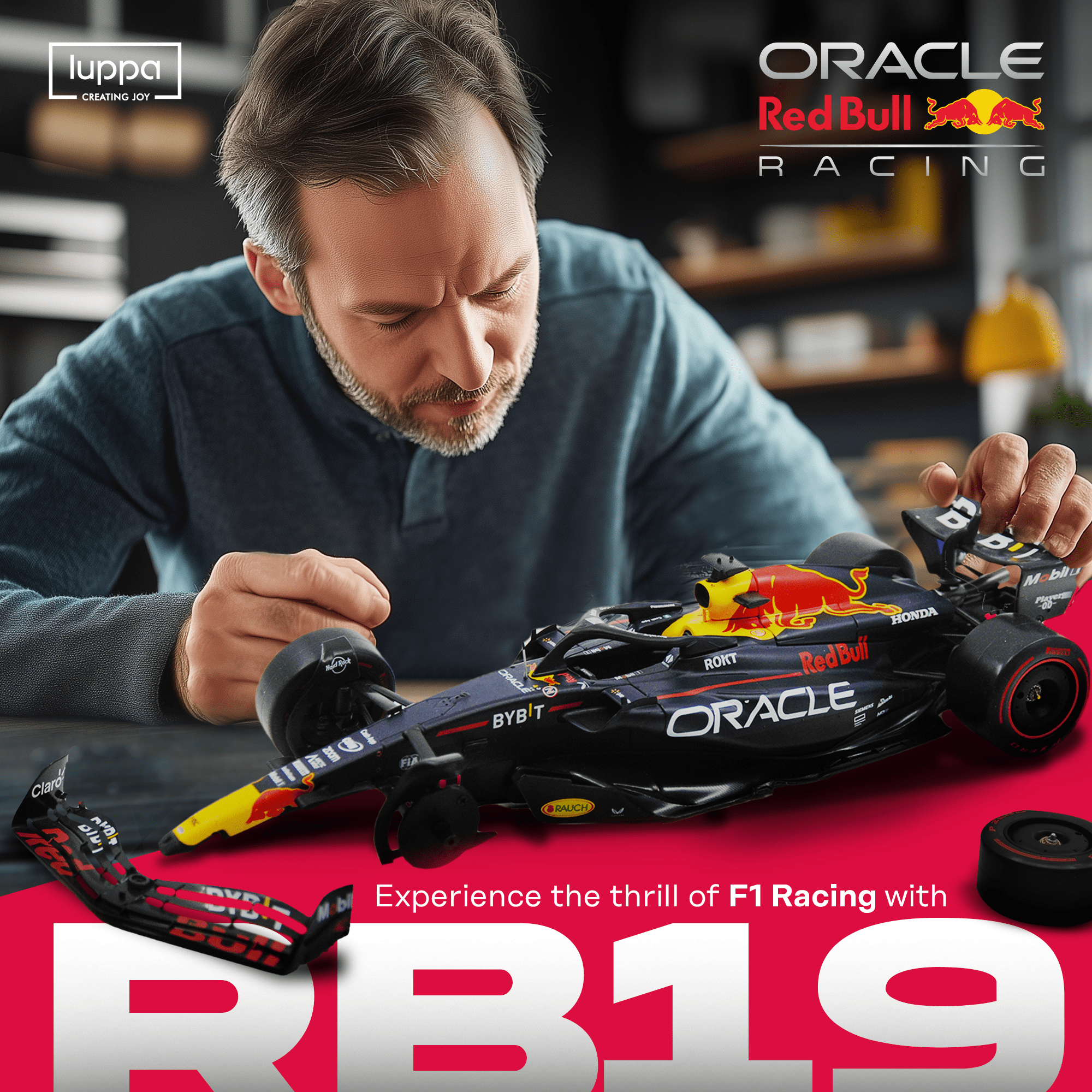 Formula 1 RB19 Model Kit - 1:18 Scale Racing F1 RB19 Model Inspired by Checo Pérez & Max Verstappen Building kit, Collectible diecast, 140 Pieces