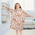 thumbnail image 5 of Dailycode Wearable Blanket Hoodie Oversized Sherpa Flannel Blankets with Pocket for 3-14 Year Old Cartoon Bear Face and Cherry, 5 of 7