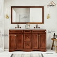 thumbnail image 2 of Boyel Living 60 inch Bathroom Vanity Marble Counter-Top Ceramic Basin Antique Brown Solid Wood Bathroom Cabine with Mirror, 2 of 7