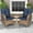 Brown Wicker/Navy Blue Cushions, variant on W WARMHOL Outdoor Patio Swing Glider Chair Set, 3 Pieces Patio Bistro Set of 2 Glider Rocker Cushioned Chair and Matching Glass Coffee Table, Wicker Conversation Rocking Glider Sets for Lawn Porch