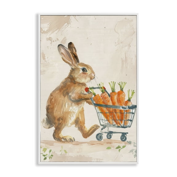 Carrot Connoisseur Rabbit White Framed Giclee Art, 20 x 30, Made In USA