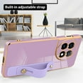 thumbnail image 4 of Designed for OnePlus 11 5G Case with Strap Luxury Plating Gold Bumper Phone Cover Wristband Kickstand Full Body Protective Slim Case for Women-Purple, 4 of 5