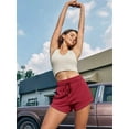 thumbnail image 3 of Women'S Sweat Shorts with Pockets Cotton French Terry Drawstring Summer Workout Casual Lounge Shorts Wine Red M, 3 of 6