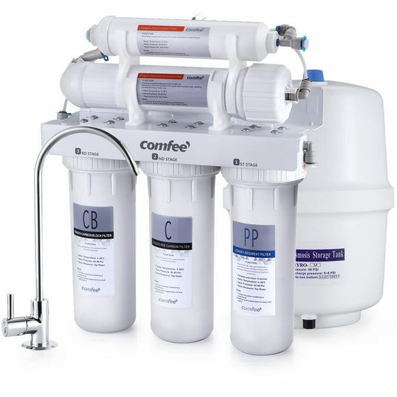 COMFEE 5-Stage Reverse Osmosis System NSF Certified Water Filter for Under Sink Easy DIY Installation Ultra Safe Drinking Water Filtration System Leak-Free RO System Quiet Operation 75 GPD