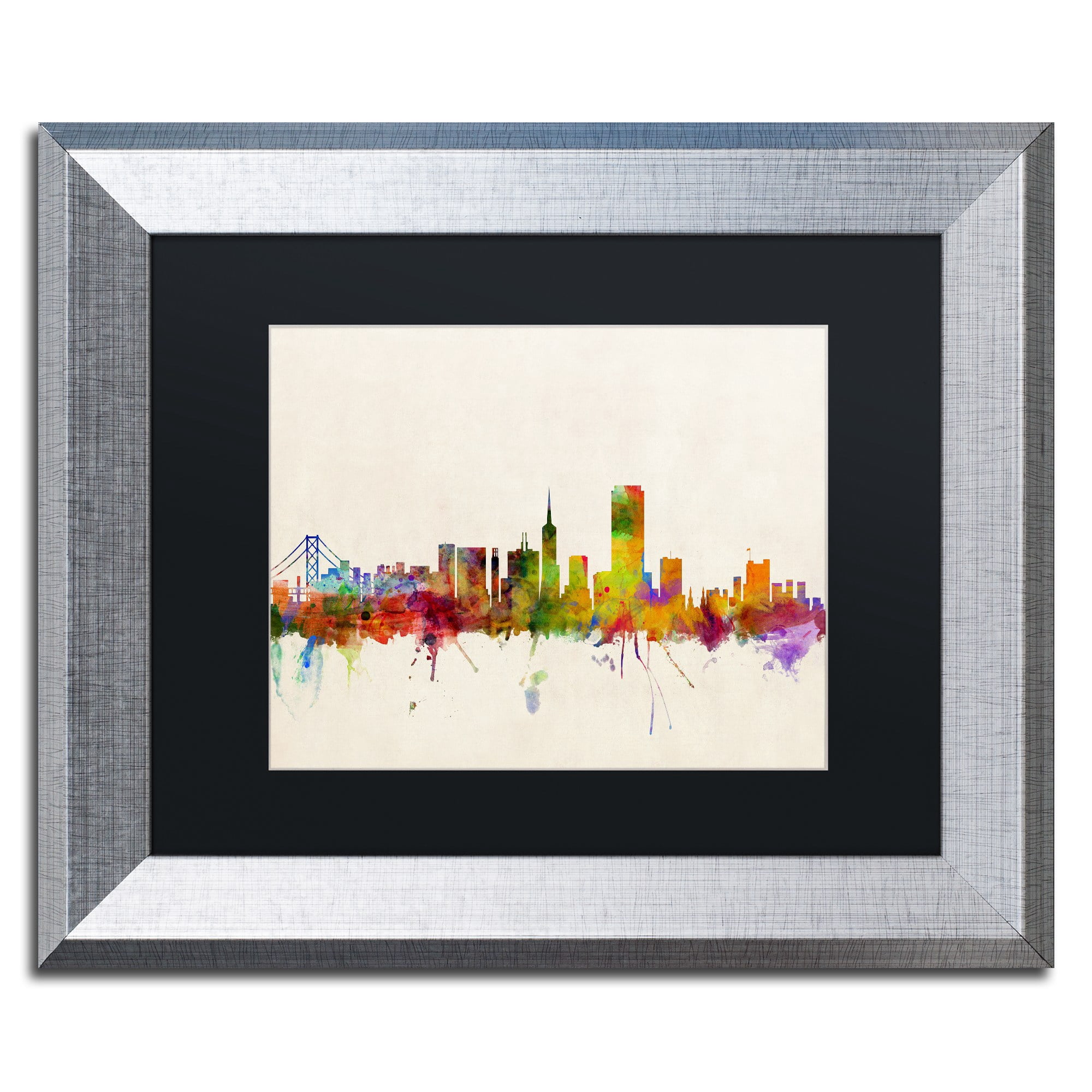 Trademark Fine Art "San Francisco CA" Canvas Art by Michael Tompsett Black Matte, Silver Frame