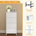 thumbnail image 5 of 4 Drawer Dresser, Tall Chest Of Drawers Nightstand Storage Tower Storage Dresser Fabric Dresser With Wood Top for Living Room, Bedroom, Hallway, White, 5 of 7