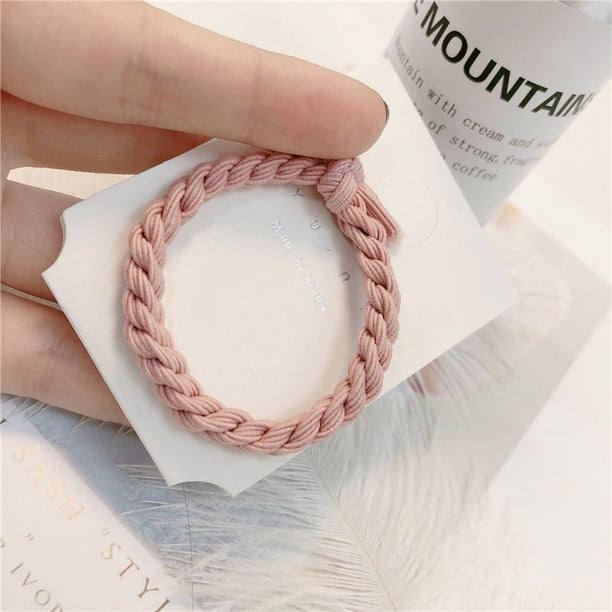 Estilo Simple y Fresco Chica Contraste Color Twist Hair Loop Dulce y Lindo Nudo Alto Elástico Cuerda para el Cabello Accesorios para el Cabello para Mujeres