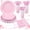 Pink, variant on 25 sets 200pcs Pink Party Plates Sets,Plates,Dessert,Cups & Cutlery for Baby Shower Wedding