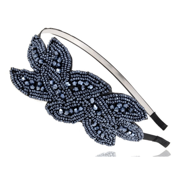 Alilang 1920s Blue Beaded Leaf Flapper Headband