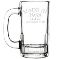 12oz Beer Mug Stein Glass Made in 1958 60th Birthday