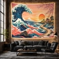 thumbnail image 6 of Japanese Ukiyo Dominated with Curling Ocean Wave Side, Mystical Fantasy for Space Lovers, Galaxy Room Decor, Mother'S Day Gift, Tapestry Wall Hanging for Bedroom and Dorm, 6 of 7