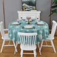 thumbnail image 2 of Blue Christmas Snowflake and Star Pattern Round Tablecloth 60"x60",Wrinkle Wipeable Table Cloth for Kitchen Dining Room Picnic Patio Party, 2 of 6