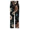 thumbnail image 6 of Brown Birds Floral Dark Background Pattern Winter Female Pants Flannel High Waist Women Pants Lady Warm Straight Leg Plush Trousers, 6 of 7