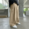 thumbnail image 6 of CQONEPT Kids Boy's Cargo Pants Athletic Running Stretch Jogger Pant Baggy Wide Leg Activewear Trousers with Pockets Beige 12 Years, 6 of 6