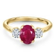 thumbnail image 3 of Gem Stone King 18K Yellow Gold Plated Silver Ring Ruby Moissanite (2.06 Cttw), 3 of 7