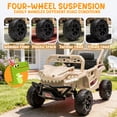 thumbnail image 6 of 12V Dinosaur Kids Ride On Car, 2 Seater Power Ride On Toy for Kids with Remote Control, Bluetooth, USB, 4 Wheel Suspension, Dinosaur Electric Toy Car for Boys and Girls Ages 2-4, Khaki, 6 of 8