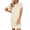 Beige, variant on Laqbezok Ribbed Knit Pocket Dress, Casual Textured Vertical Short Sleeve Stripe Mini Dress, Slimming Round Neck Summer T-Shirt Dress, Solid Color Tunic Sun Dress