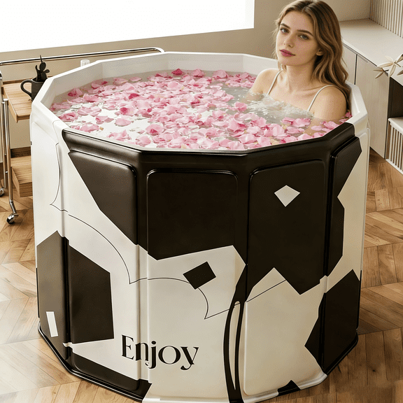 Foldable Bathtub For Adults, Hot & Cold Water Soaking Tub, Full Body Home Bath Tub, Can Be Used As Storage Bucket With Anti-Slip Base. Durable, Odor-Free & Easy To Store. Ideal For Small Spaces,