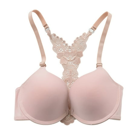 

Wuffmeow Lady Solid Color Bras Women Push Up Bra Deep V Sexy Brassiere