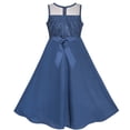 thumbnail image 4 of Sunny Fashion Girls Dress Classic Blue Chiffon Bridesmaid Maxi Ball Gown 14 Years, 4 of 9