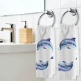 thumbnail image 4 of Dancing Ocean Dolphin Hand Towel White Bath Towels Soft Absorbent 100% Combed Ring Spun Cotton Bathroom Towel Kitchen Dishwashing Towels Hotel Spa Towels 16 x 30 inches, 4 of 7
