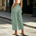 thumbnail image 5 of HomeDM Capris Pants for Women Wide Leg Pants with Pockets High Waisted Green Lounge Work Trousers Size S, 5 of 7