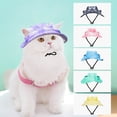 thumbnail image 3 of Tie Dye Pet Hat with Ear Hole,Round Brim Dog Puppy Cat Sun Hat Bucket Hat, Outdoor Sun Protection Pet, Caps for Small Medium Cats Dogs, Purple, Small Size, 3 of 9