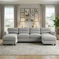 thumbnail image 5 of Bonzy Home Modular Sectional Sofa Couches for Living Room U-Shaped Sofa with Ottoman Gray, 5 of 8