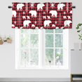 thumbnail image 1 of Cortinas opacas con diseño de oso de granja, color negro y rojo, con cuadros de búfalo, para cocina, baño, ventanas, 137 x 45 cm (1 unidad), 1 of 5